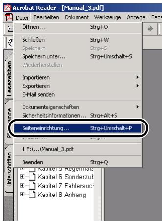 CANON LASER SHOT LBP3200 - Öffnen Sie eine PDF-Datei, die Sie mit Acrobat Reader drucken möchten, und wahlen Sie dann [Seiteneinrichtung] aus dem Menu [Datei]. - 1