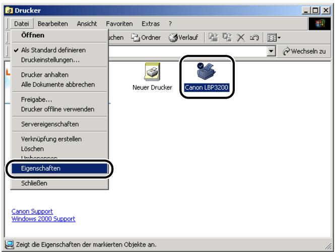 CANON LASER SHOT LBP3200 - Wahlen Sie das Symbol [Canon LBP3200] und anschließend [Eigenschaften] aus dem Menu [Datei]. - 1