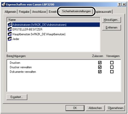 CANON LASER SHOT LBP3200 - Registerblatt [Sicherheitseinstellungen] - 1