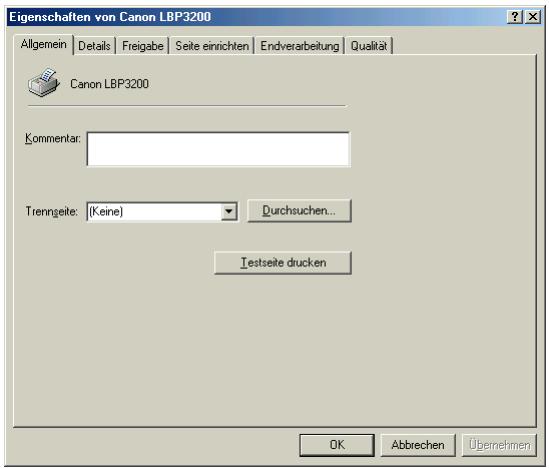 CANON LASER SHOT LBP3200 - Wahlen Sie das Symbol [Canon LBP3200] und anschließend [Eigenschaften] aus dem Menu [Datei]. - 2