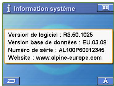 ALPINE BLACKBIRD - Sélectionnez Information système. - 1