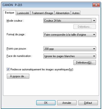 CANON IMAGEFORMULA P-215II - Onglet [basique] - 1