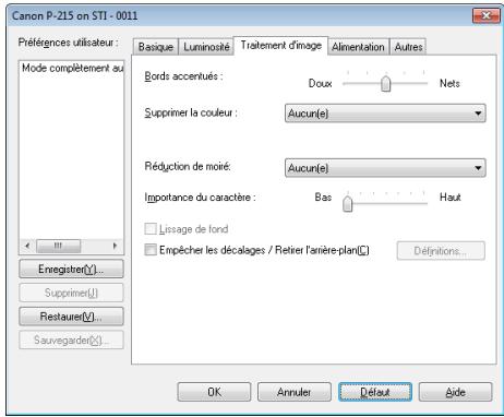 CANON IMAGEFORMULA P-215II - Onglet [traitement d'image] - 1
