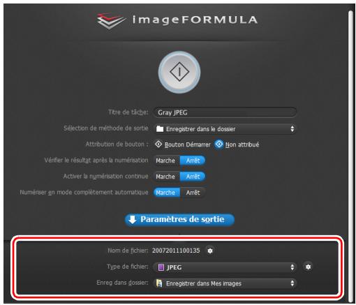 CANON IMAGEFORMULA P-215II - Cliquez sur [Paramètres de sortie] et configurez les paramètres de sortie. - 1