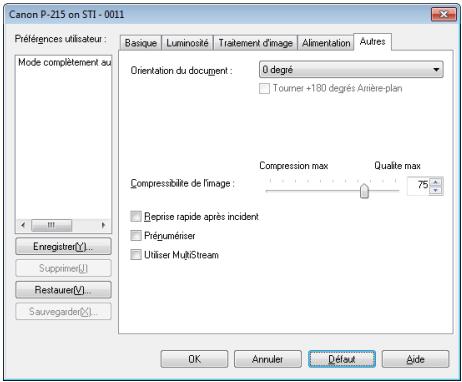 CANON IMAGEFORMULA P-215II - Onglet [autres] - 1