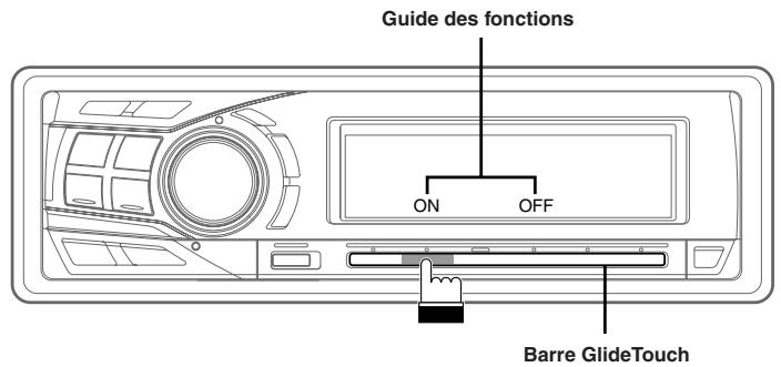 ALPINE CDA-9853R - Touchez ou appuyez sur la position désirée sur la barre glidetouch. - 1
