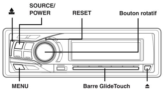 ALPINE CDA-9853R - Déplacez le doigt vers la gauche ou vers la droite sur la barre glidetouch. - 2