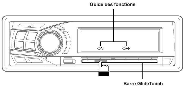 ALPINE CDA-9855R - Touchez ou appuyez sur la position désirée sur la barre GlideTouch. - 1