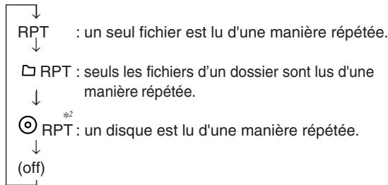 ALPINE CDA-9855R - Sur la barre GlideTouch, appuyez sous RPT pour sélectionner le mode RPT. - 2
