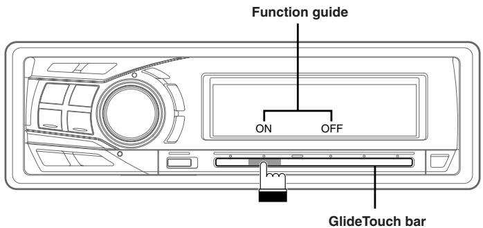 ALPINE CDA-9853 - Touch or press the desired position on the GlideTouch bar. - 1