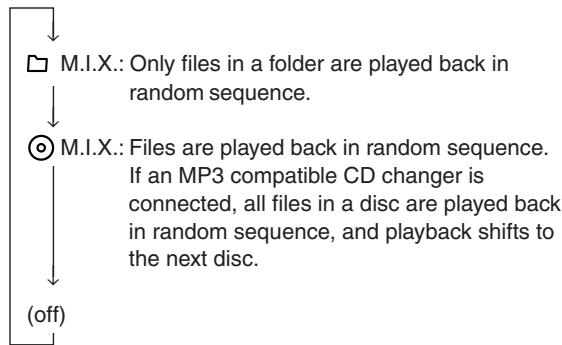 ALPINE CDA-9853 - Press the GlideTouch bar under MIX to select the Random Play mode. - 2