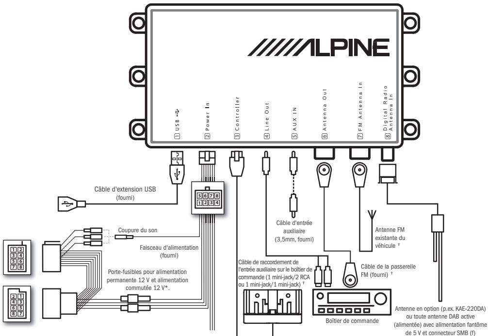 ALPINE EZI-DAB - Connexions et schéma de câblage du système - 1
