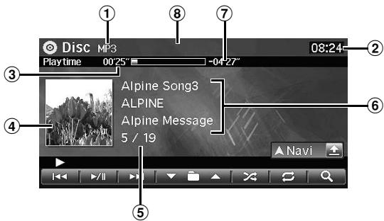 ALPINE INE-S900R - Exemple d'affichage d'écran MP3/WMA/AAC - 1