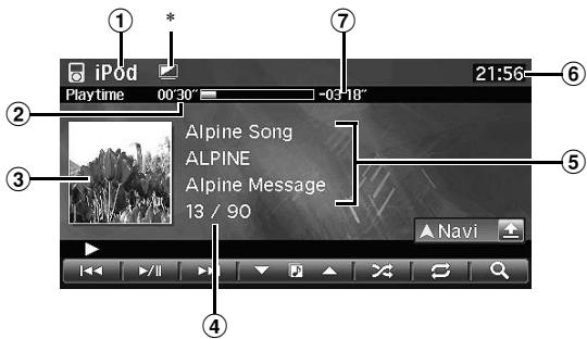 ALPINE INE-S900R - Exemple d'affichage d'écran principal iPod/iPhone - 1