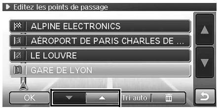 ALPINE INE-S900R - Effleurer [ ] ou [ ] pour déplacer vers le haut ou le bas le point de passage sélectionné. - 1