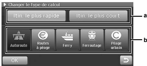 ALPINE INE-S900R - Effleurer la méthode désirée de calcul d'itinétaire et la préférence d'itinétaire. - 1
