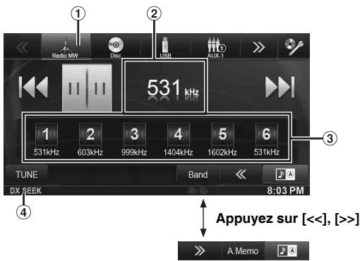 ALPINE INE-W977BT - Exemple d'affichage de l'écran principal de la radio - 1