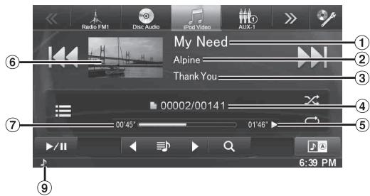 ALPINE INE-W977BT - Exemple d'affichage pour un écran principal de l'USB (Mode Information) - 2