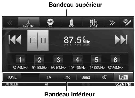 ALPINE INE-W977BT - Configuration de la disparition progressive de l'affichage des bandeaux supérieur et inférieur - 1