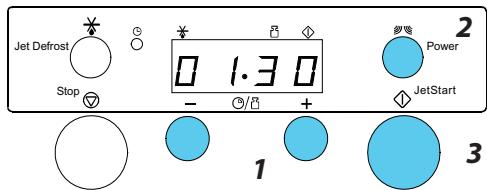 Jet Defrost Stop 0 1.30 - + Power JetStart 1 2 3