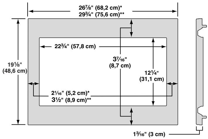 WHIRLPOOL WMC30516AS - INSTALLATION GUIDE - Dimensions du cadre de la trousse de garniture - 1