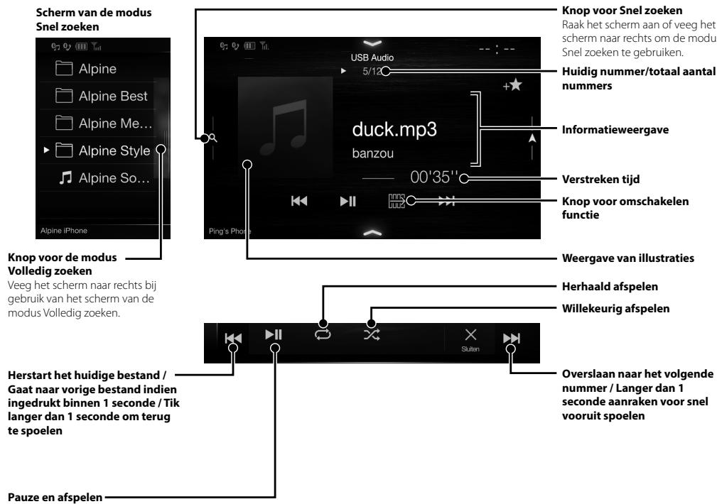 ALPINE ILX-702D - Voorbeeld van het USB Audio-hoofdschemm - 1