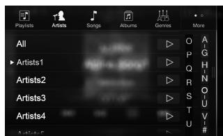 ALPINE ILX-702D - Touch the desired artist's name. - 1