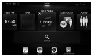 ALPINE ILX-702D - Pasar de la pantalla de fuentes de audio a una pantalla española - 6