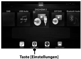 ALPINE ILX-702D - Berühren Sie die Taste [Einstellungen] auf dem Menübildschirm. - 1
