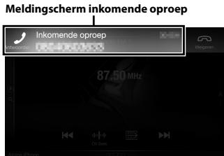 ALPINE ILX-702D - Bij een binnenkomende oproep werkblink de beltoon en worden het scherm voor inkomende oproepen weergegeven. - 1