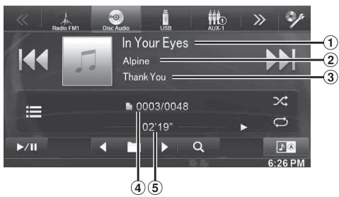 ALPINE INE-W928R - Exemple d'affichage de l'écran principal MP3/WMA/AAC - 1