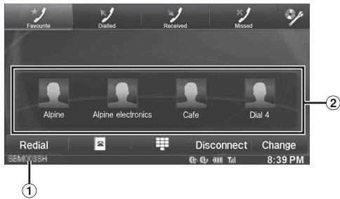 ALPINE INE-W928R - Exemple d'affichage de I'ecran du menu Telefonep - 1