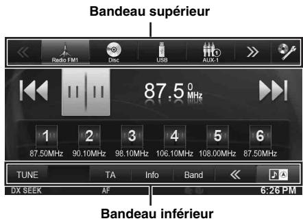ALPINE INE-W928R - Configuration de la disparition progressive des bandeaux supérieur et inférieur - 1