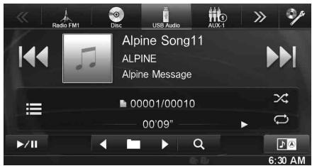 ALPINE INE-W928R - Exemple d'affichage pour un écran principal de l'USB (Mode Information) - 1