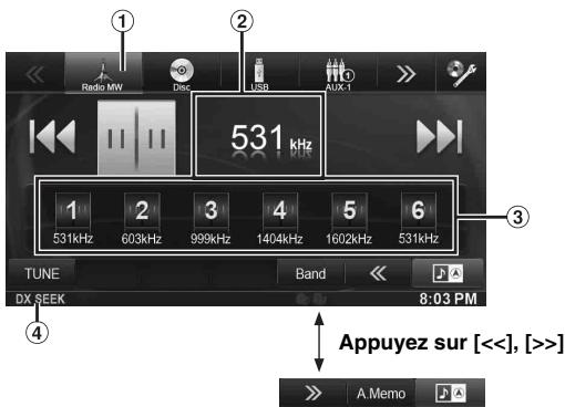ALPINE INE-W928R - Exemple d'affichage de l'écran principal de la radio - 1