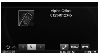 ALPINE INE-W970BT - Una llamada entradaactivara el tono y la pantalla de llamada entrada. - 1