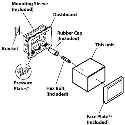 ALPINE INE-W970BT - Slide the unit into the mounting sleeve and secure it. - 1