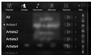 ALPINE INE-W997E46 - Toque el nombre del artista que desee. - 1