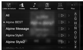 ALPINE INE-W997E46 - Appuyez sur la touche [Artistes] dans l'écran du mode de recherche complète. - 1