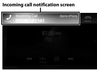 ALPINE INE-W997E46 - An incoming call triggers the ringtone and an incoming call display. - 1