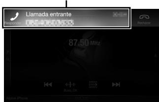 ALPINE INE-W997E46 - Una llamada entrada activa el tono y se muestra una pantalla de llamada entrada. Pantalla de Notification de llamada entrada - 1