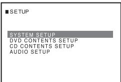 ALPINE PKG-2100P - Fonctionnement du SETUP - 1
