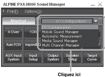 ALPINE RUX-C800 - Dans le menu déroulant, sélectionnez l'onglet sur lequel vous souhaitez basculer, puis cliquez dessus. - 1