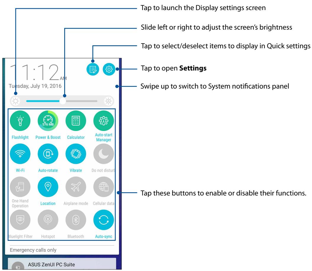 ASUS ZENFONE 3 LASER ZC551KL - Quick settings - 1