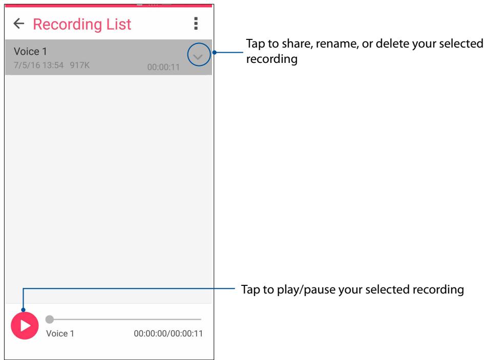 ASUS ZENFONE 3 LASER ZC551KL - Recording List - 1