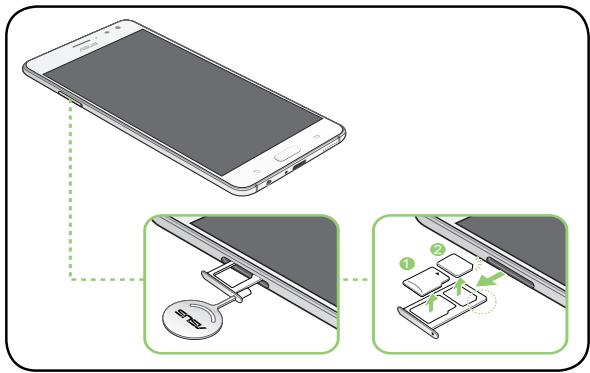 ASUS ZENFONE AR ZS571KL - So entfern Sie eine Nano-SIM-Karte/Speicherkarte: - 1