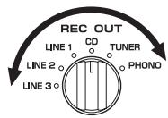 YAMAHA A-S500,  AS500 - Gire el selector REC OUT del panel frontal para seleccionar la fuente que quiera grabar. - 1