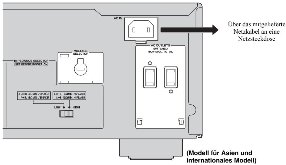 YAMAHA A-S700 - Anschlieben des mitgelieferten Netzkabels - 1