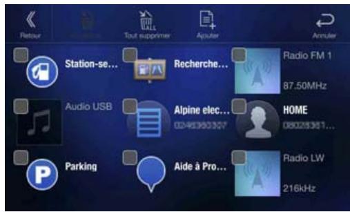 ALPINE X701D-A4, X701D-A5, X701D-Q5 - Appuyez sur l'icône que vous souhaitez modifier dans la liste des icônes. - 2