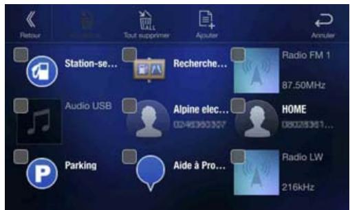 ALPINE X701D-A4, X701D-A5, X701D-Q5 - Appuyez sur la zone de texte de l'élément enregistré. - 1